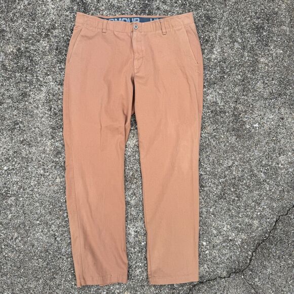 Under Armour Chino Pants Mens 40 x 32 Camel Tan Stretch Twill Straight Loose Fit - Picture 1 of 8